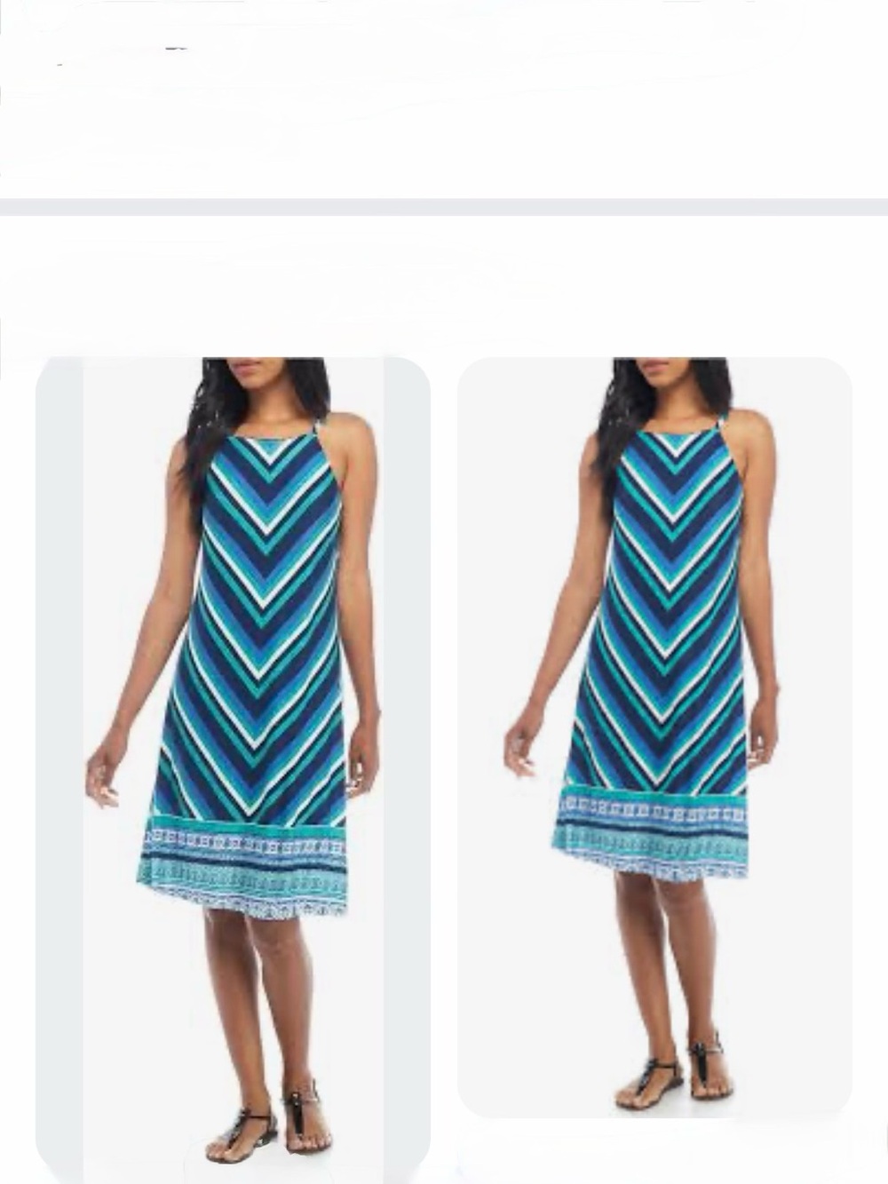 3/$20. Luxology Dress Navy, Teal & White Chevron Knit NWOT